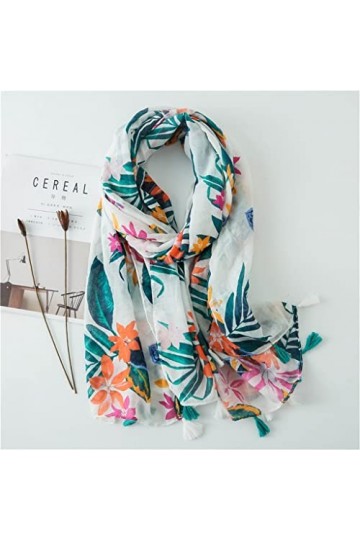 ZAIZAI Femmes Floral Tassel Viscose Châle Écharpe en Automne Hiver Print Chaud Pashmina Stéole Bandanas Color : A, Size : 18