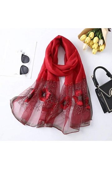 Printemps Automne Dames Broder écharpes châle et enveloppe Longue Fleur écharpe pour Femmes Pashmina écharpes