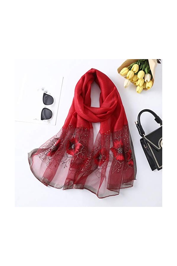 Printemps Automne Dames Broder écharpes châle et enveloppe Longue Fleur écharpe pour Femmes Pashmina écharpes