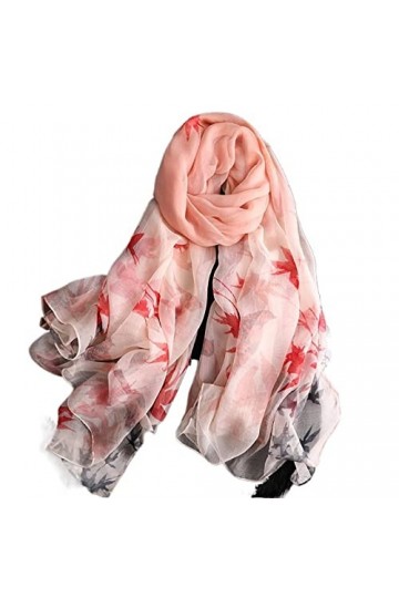 KOOKYY Écharpe dété élégante pour femmes, écharpe en soie à la mode, feuilles, foulard, châles et enveloppements pour femmes