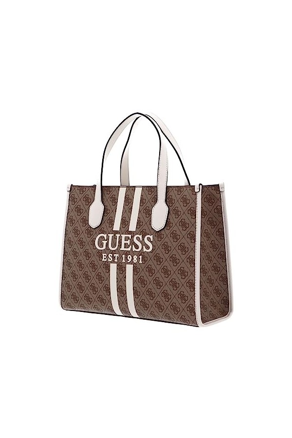 GUESS Silvana 2 Compartment Tote Bag Latte Logo/Stone