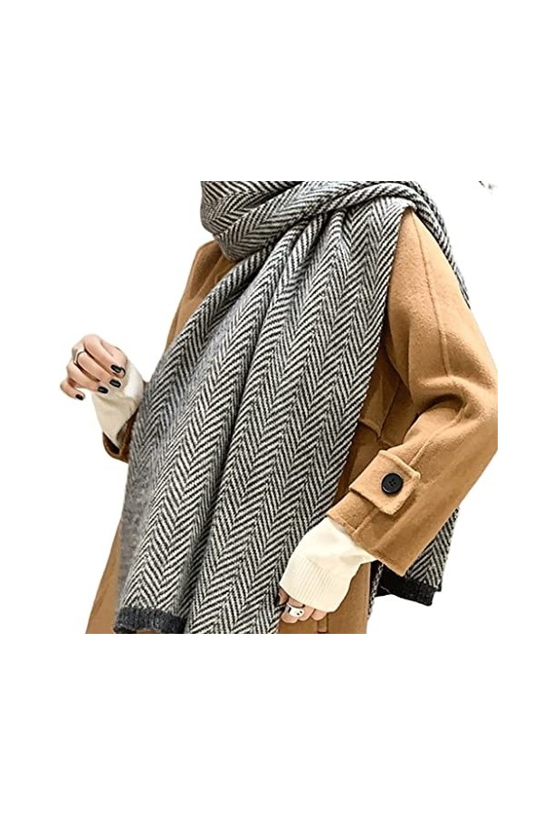 LEIGE Écharpe à Carreaux for Femme Écharpe dhiver Châle épais Pashmina Écharpe féminine Color : Argento, Size : Regolabile 