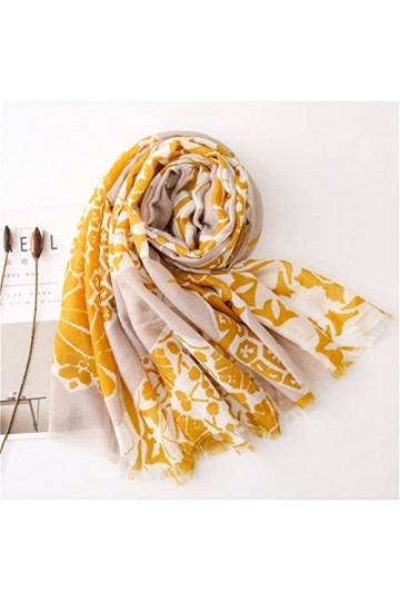 ZAIZAI Femmes Chine Pure Fringe Floral Viscose Châle Écharpe Spring Summer Wrap Pashmina Sole Foulard Bufandas Color : A, Si