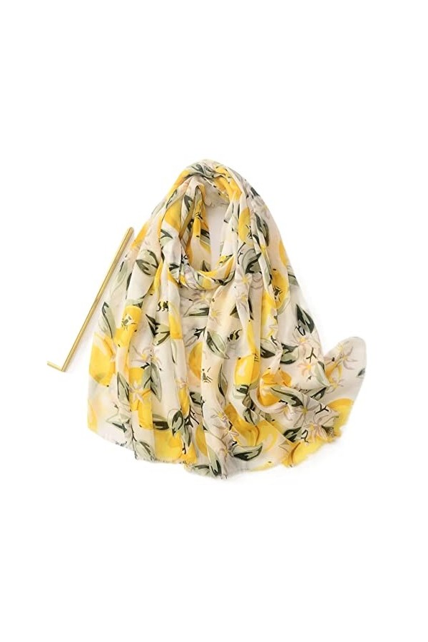NXYJD Fruit Citron Floral Fringe Viscose châle écharpe Bandeau enveloppe de Pashmina Color : A, Size : One Size 