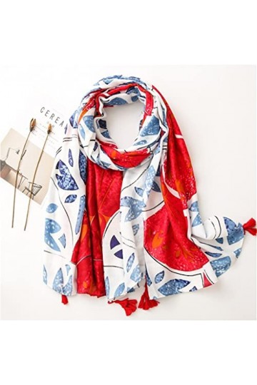 ZAIZAI Feuilles Floral Tassel Viscose Châle Écharpe Endches Head Wraps Pashmina Intole 180 * 100cm Color : A, Size : 180cm*1