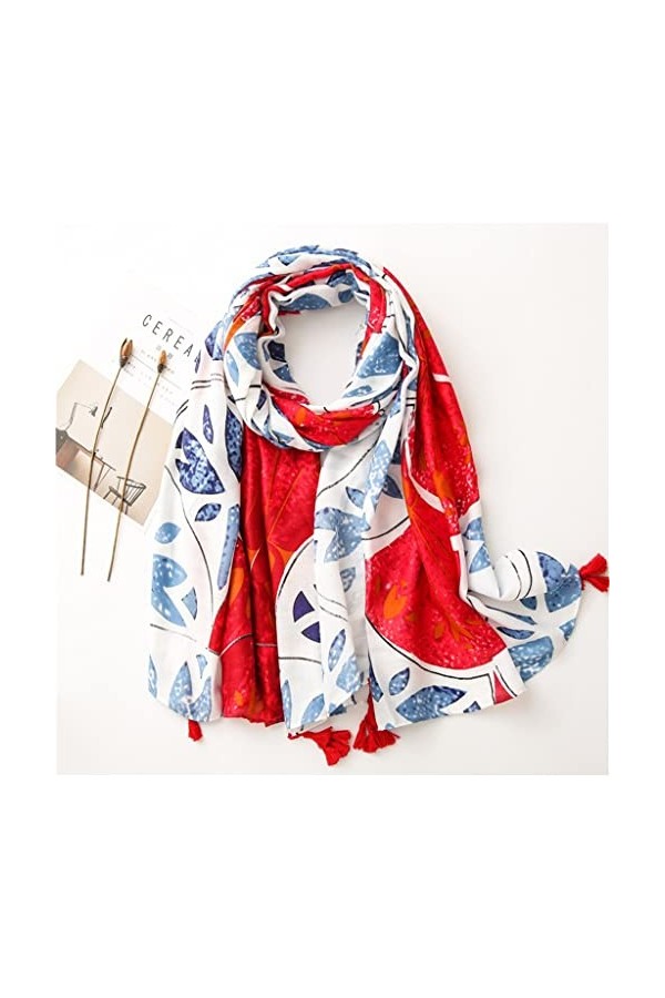 ZAIZAI Feuilles Floral Tassel Viscose Châle Écharpe Endches Head Wraps Pashmina Intole 180 * 100cm Color : A, Size : 180cm*1