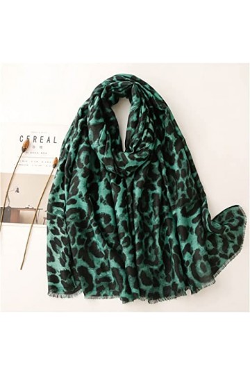 ZAIZAI Automne Sexy Vert Léopard Dot Fringe Viscose Écharpe Écharpe Lady Print Embracher Pashmina Color : B, Size : 180cm*90