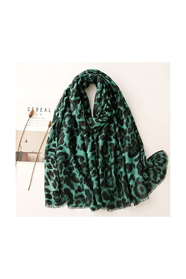 ZAIZAI Automne Sexy Vert Léopard Dot Fringe Viscose Écharpe Écharpe Lady Print Embracher Pashmina Color : B, Size : 180cm*90