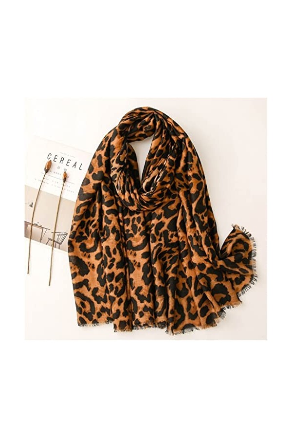 ZAIZAI Automne Sexy Vert Léopard Dot Fringe Viscose Écharpe Écharpe Lady Print Embracher Pashmina Color : B, Size : 180cm*90