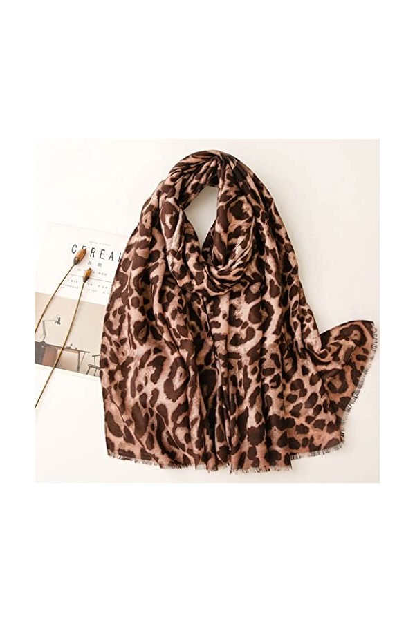 ZAIZAI Automne Sexy Vert Léopard Dot Fringe Viscose Écharpe Écharpe Lady Print Embracher Pashmina Color : A, Size : 180cm*90