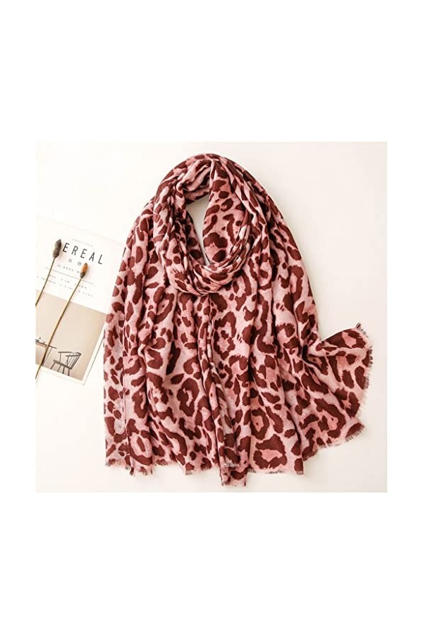 ZAIZAI Automne Sexy Vert Léopard Dot Fringe Viscose Écharpe Écharpe Lady Print Embracher Pashmina Color : A, Size : 180cm*90