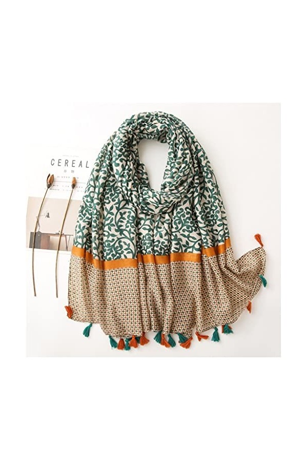 ZAIZAI Chaîne Florale Patchwork Tassel Viscose Châle Écharpe Lady Pashmina a volé 180 * 90cm Color : A, Size : 180cm*90cm 