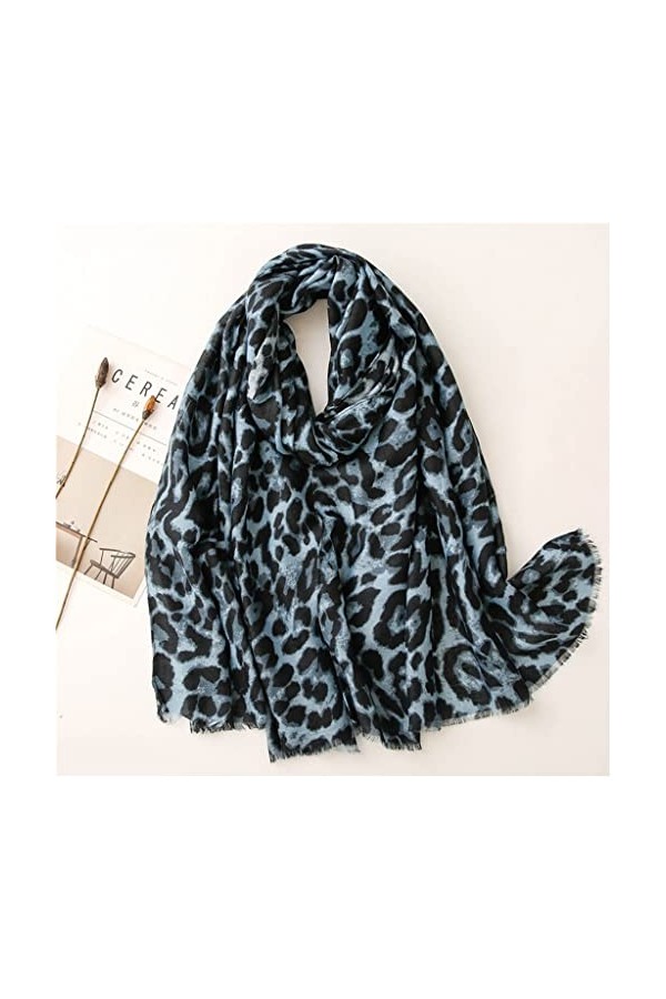 ZAIZAI Automne Sexy Vert Léopard Dot Fringe Viscose Écharpe Écharpe Lady Print Embracher Pashmina Color : B, Size : 180cm*90