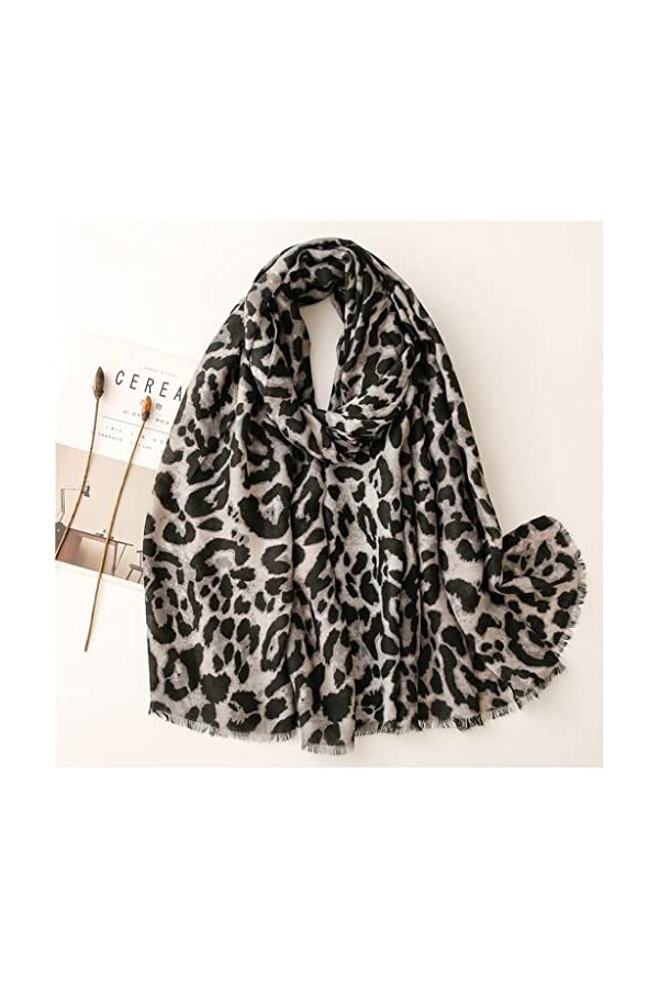 ZAIZAI Automne Sexy Vert Léopard Dot Fringe Viscose Écharpe Écharpe Lady Print Embracher Pashmina Color : B, Size : 180cm*90