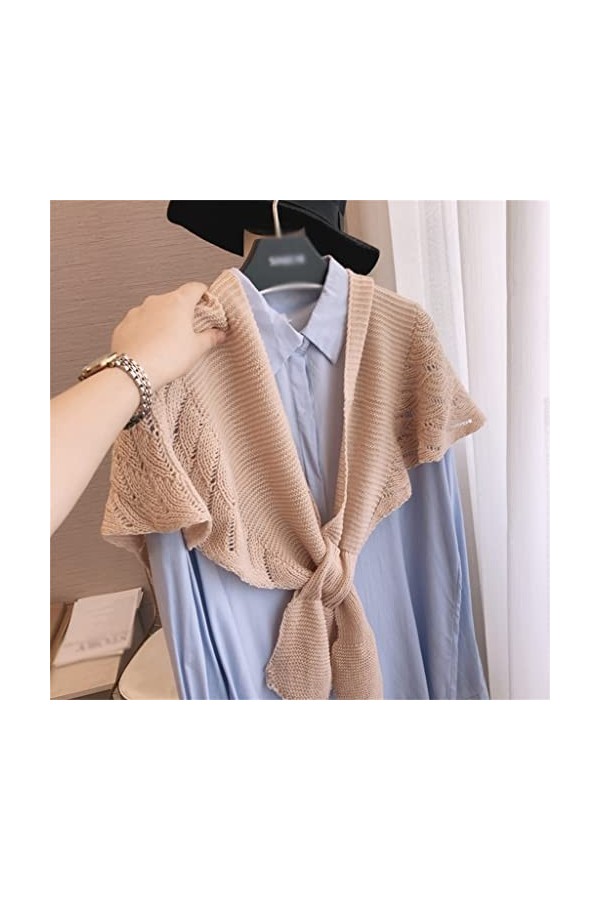 GRETD Gilet châle avec épaulette tricotée creuse et cape de vertèbre cervicale Color : A, Size : One size 