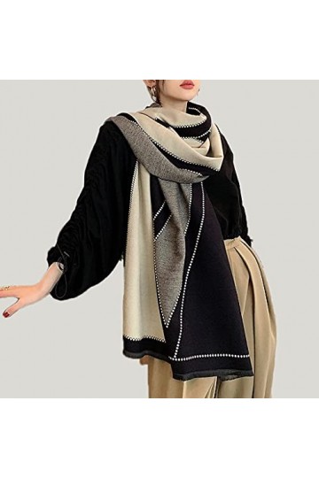 Écharpe dhiver pour Femme Cachemire Pashmina Écharpes à col Long Châles et enveloppes Chauds Châle en Cachemire Couleur : N