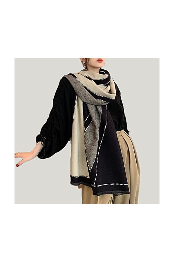 Écharpe dhiver pour Femme Cachemire Pashmina Écharpes à col Long Châles et enveloppes Chauds Châle en Cachemire Couleur : N