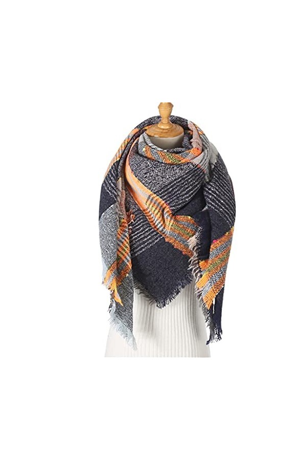 TWDYC Femmes Hiver Écharpe Cachemire Tricoté À Carreaux Châle Cou Wrap Couverture Épaisse Étoles Chaudes Dame Pashmina Bandan