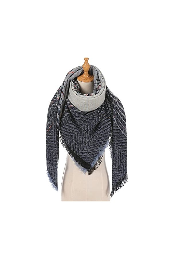 TWDYC Femmes Hiver Écharpe Cachemire Tricoté À Carreaux Châle Cou Wrap Couverture Épaisse Étoles Chaudes Dame Pashmina Bandan