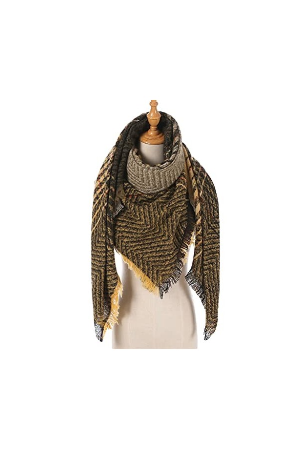 TWDYC Femmes Hiver Écharpe Cachemire Tricoté À Carreaux Châle Cou Wrap Couverture Épaisse Étoles Chaudes Dame Pashmina Bandan