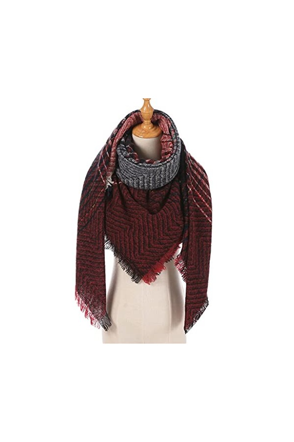 TWDYC Femmes Hiver Écharpe Cachemire Tricoté À Carreaux Châle Cou Wrap Couverture Épaisse Étoles Chaudes Dame Pashmina Bandan