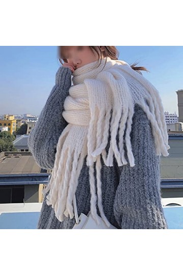 EKAYG Femmes Écharpe Hiver Preppy Style Écharpe Poilue Pashmina Tassel Wrap Châles Rose Taille Unique 