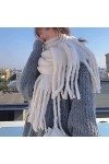 EKAYG Femmes Écharpe Hiver Preppy Style Écharpe Poilue Pashmina Tassel Wrap Châles Rose Taille Unique 