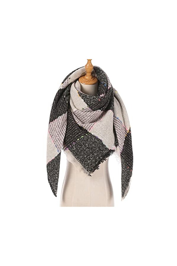 TWDYC Femmes Hiver Écharpe Cachemire Tricoté À Carreaux Châle Cou Wrap Couverture Épaisse Étoles Chaudes Dame Pashmina Bandan