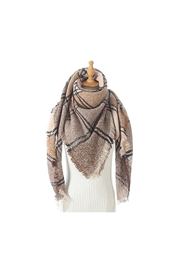 TWDYC Femmes Hiver Écharpe Cachemire Tricoté À Carreaux Châle Cou Wrap Couverture Épaisse Étoles Chaudes Dame Pashmina Bandan