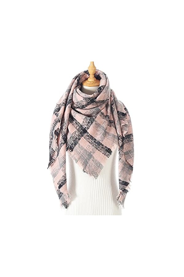 TWDYC Femmes Hiver Écharpe Cachemire Tricoté À Carreaux Châle Cou Wrap Couverture Épaisse Étoles Chaudes Dame Pashmina Bandan
