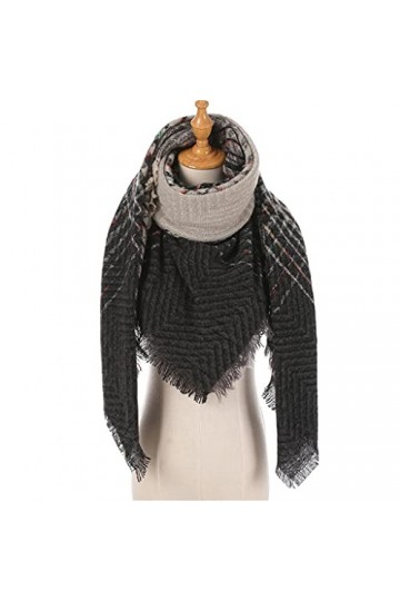 TWDYC Femmes Hiver Écharpe Cachemire Tricoté À Carreaux Châle Cou Wrap Couverture Épaisse Étoles Chaudes Dame Pashmina Bandan