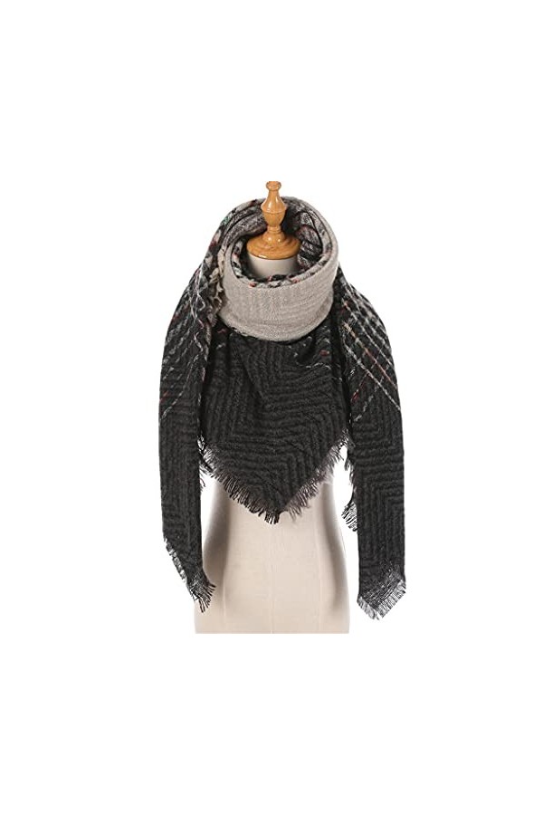 TWDYC Femmes Hiver Écharpe Cachemire Tricoté À Carreaux Châle Cou Wrap Couverture Épaisse Étoles Chaudes Dame Pashmina Bandan