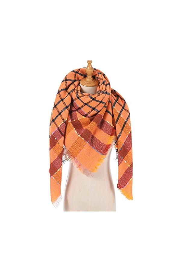 TWDYC Femmes Hiver Écharpe Cachemire Tricoté À Carreaux Châle Cou Wrap Couverture Épaisse Étoles Chaudes Dame Pashmina Bandan