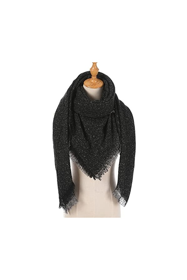 TWDYC Femmes Hiver Écharpe Cachemire Tricoté À Carreaux Châle Cou Wrap Couverture Épaisse Étoles Chaudes Dame Pashmina Bandan