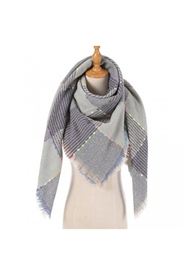 TWDYC Femmes Hiver Écharpe Cachemire Tricoté À Carreaux Châle Cou Wrap Couverture Épaisse Étoles Chaudes Dame Pashmina Bandan