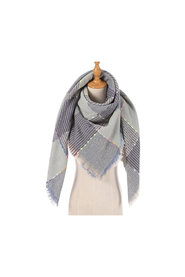 TWDYC Femmes Hiver Écharpe Cachemire Tricoté À Carreaux Châle Cou Wrap Couverture Épaisse Étoles Chaudes Dame Pashmina Bandan