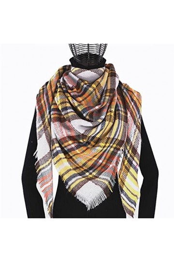 YANYUESHOP Hiver Cachemire Plaid Écharpe Châle Femme Poncho Triangle Bandana Pashmina Wrap Grandes Étoles Color : Color 2, S