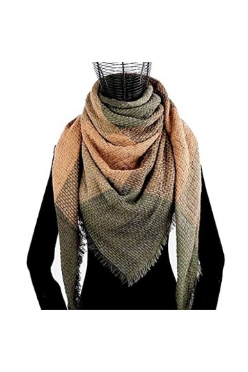 YANYUESHOP Écharpe à Carreaux en Cachemire dhiver Châle Femme Poncho Triangle Bandana Pashmina Wrap Grandes Étoles Color : 