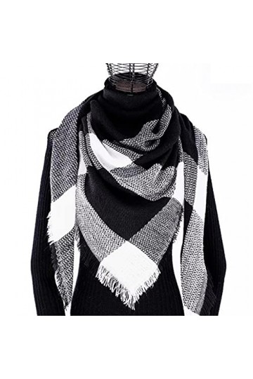 YANYUESHOP Hiver Cachemire Plaid Écharpe Châle Femme Poncho Triangle Bandana Designer Pashmina Wrap Grandes Étoles Color : C