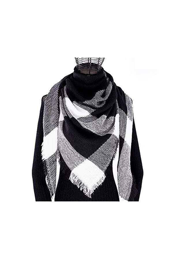 YANYUESHOP Hiver Cachemire Plaid Écharpe Châle Femme Poncho Triangle Bandana Designer Pashmina Wrap Grandes Étoles Color : C