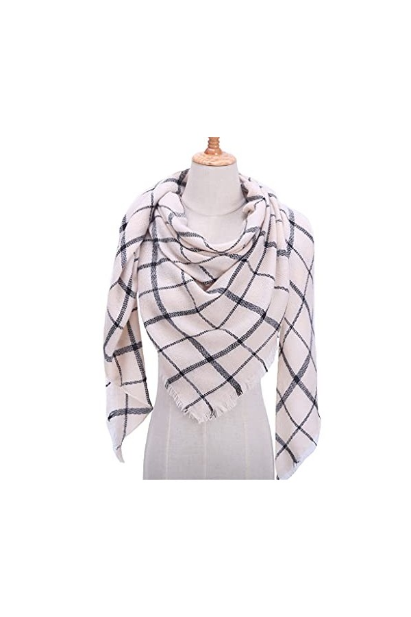 EKAYG Dames Écharpe Tricoté Printemps Hiver Femmes Écharpe Plaid Écharpes en Laine Chaude Châles Cou Bandana Pashmina Lady Wr