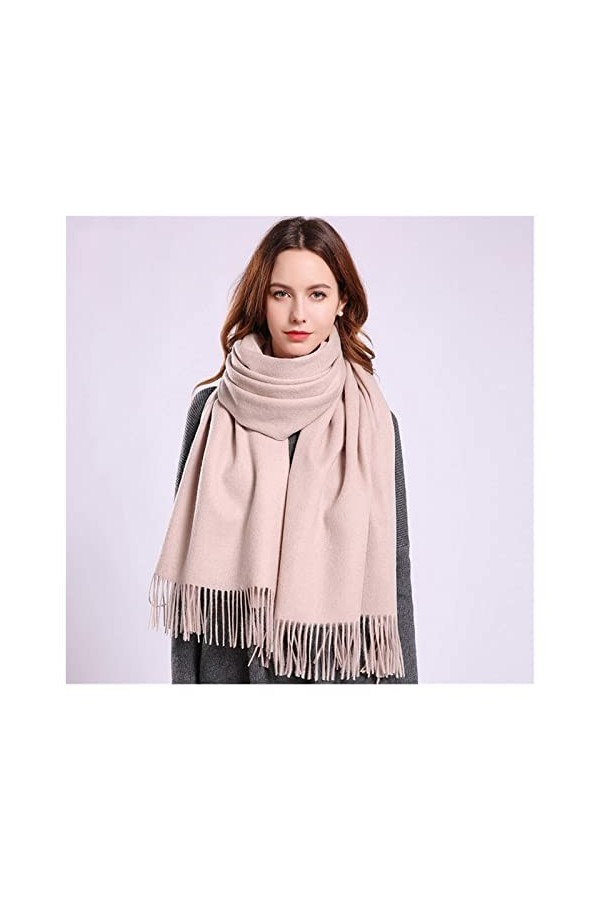 écharpe Écharpe en Laine Femmes Écharpe dhiver Épaissir Les écharpes Chaudes Hiver Couleur Unie Wrap Laine Pashmina Couleur
