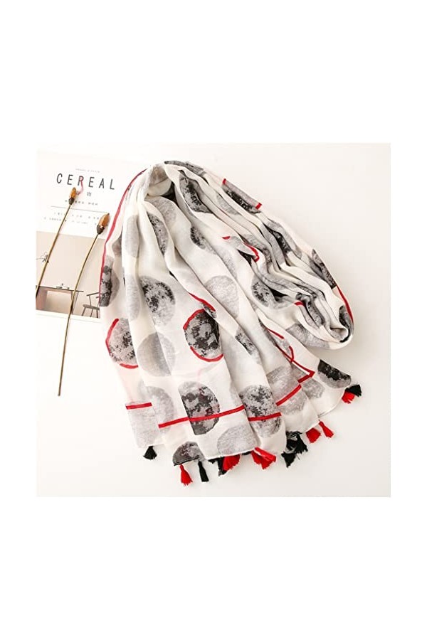 ZAIZAI Coton Handfeeling Foulards Summer Femmes Châles Impression Hijab Écharpe Pashmina Femelle Bandana Tassel Color : A, S