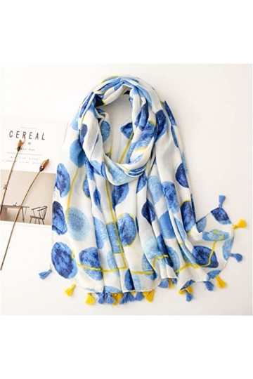 ZAIZAI Coton Handfeeling Foulards Summer Femmes Châles Impression Hijab Écharpe Pashmina Femelle Bandana Tassel Color : A, S