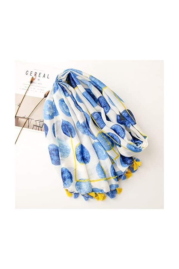 ZAIZAI Coton Handfeeling Foulards Summer Femmes Châles Impression Hijab Écharpe Pashmina Femelle Bandana Tassel Color : A, S