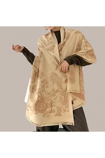 LSDJGDDE Femme Florale Echarpe Echarpe Winter Cashmere Pashmina Écharpes Châles Châles Femelle Couverture épaisse Cadraille F