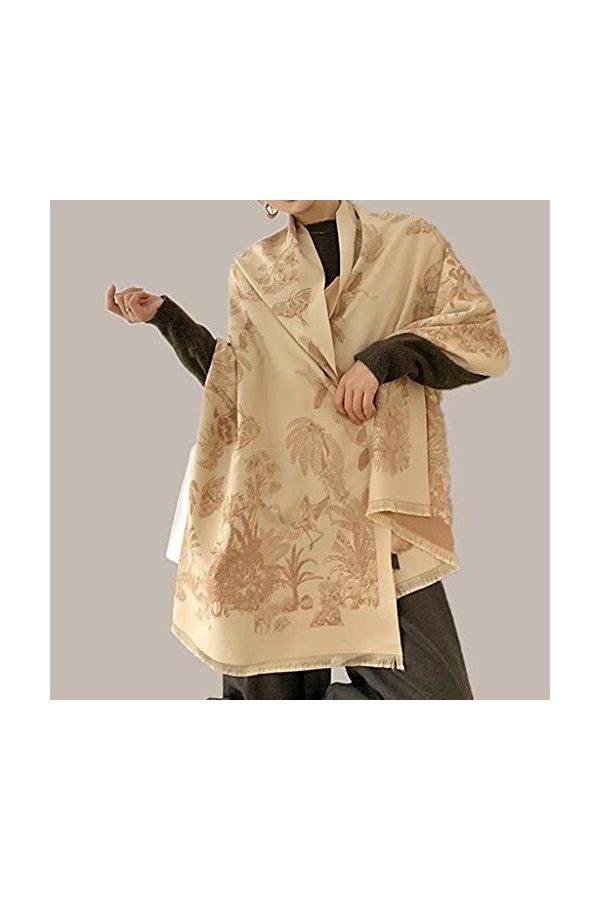 LSDJGDDE Femme Florale Echarpe Echarpe Winter Cashmere Pashmina Écharpes Châles Châles Femelle Couverture épaisse Cadraille F