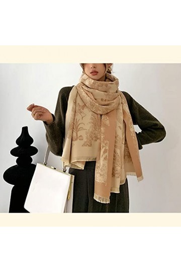 LSDJGDDE Femme Florale Echarpe Echarpe Winter Cashmere Pashmina Écharpes Châles Châles Femelle Couverture épaisse Cadraille F
