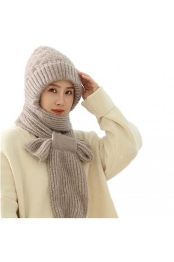 Bonnet Coupe-Vent avec Protection auditive intégrée | Chapeaux écharpe à Capuche dhiver 2 en 1 pour Femmes | Bonnet tricoté 