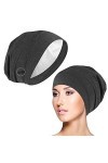 WLLHYF Bonnet de Sommeil en Soie Doux Doublure en Satin pour Femme et Homme Gris Gris foncé Taille Unique